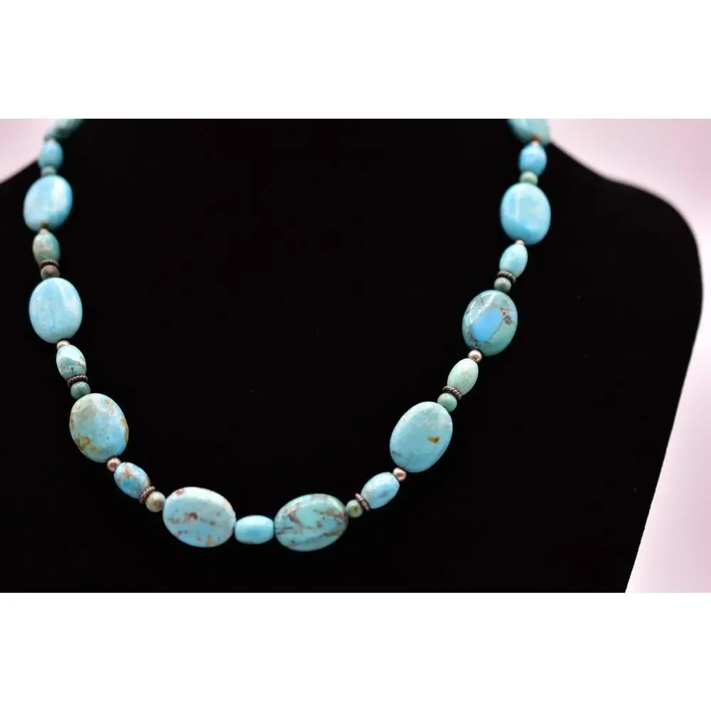 Barse Sterling Silver Necklace 925 Howlite Turquoise Beaded Collar Signed Bin7